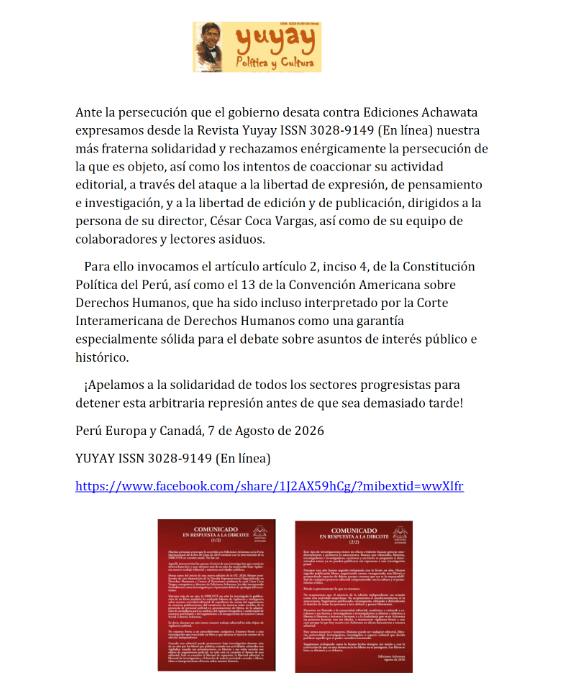 Solidaridad con la editorial Achawata